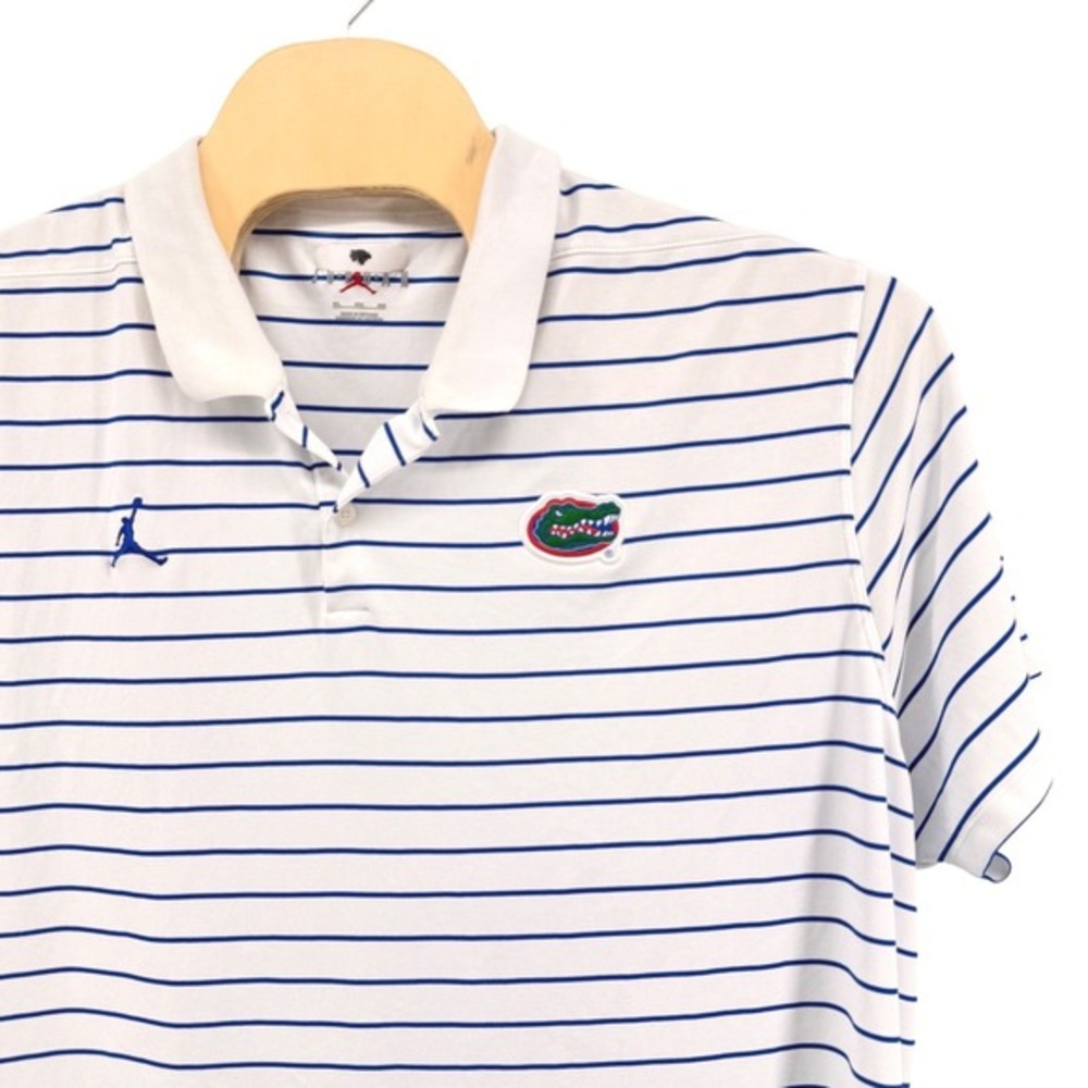 Nike Jordan Florida Gators Men 3XL Pre-Owned Polo White Striped Dri-FIT On-Field